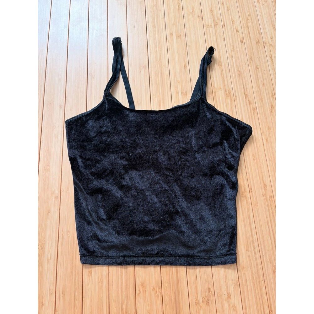 Vintage Fashion Bug Y2K Black Suede Look Cami Tank Top Size M